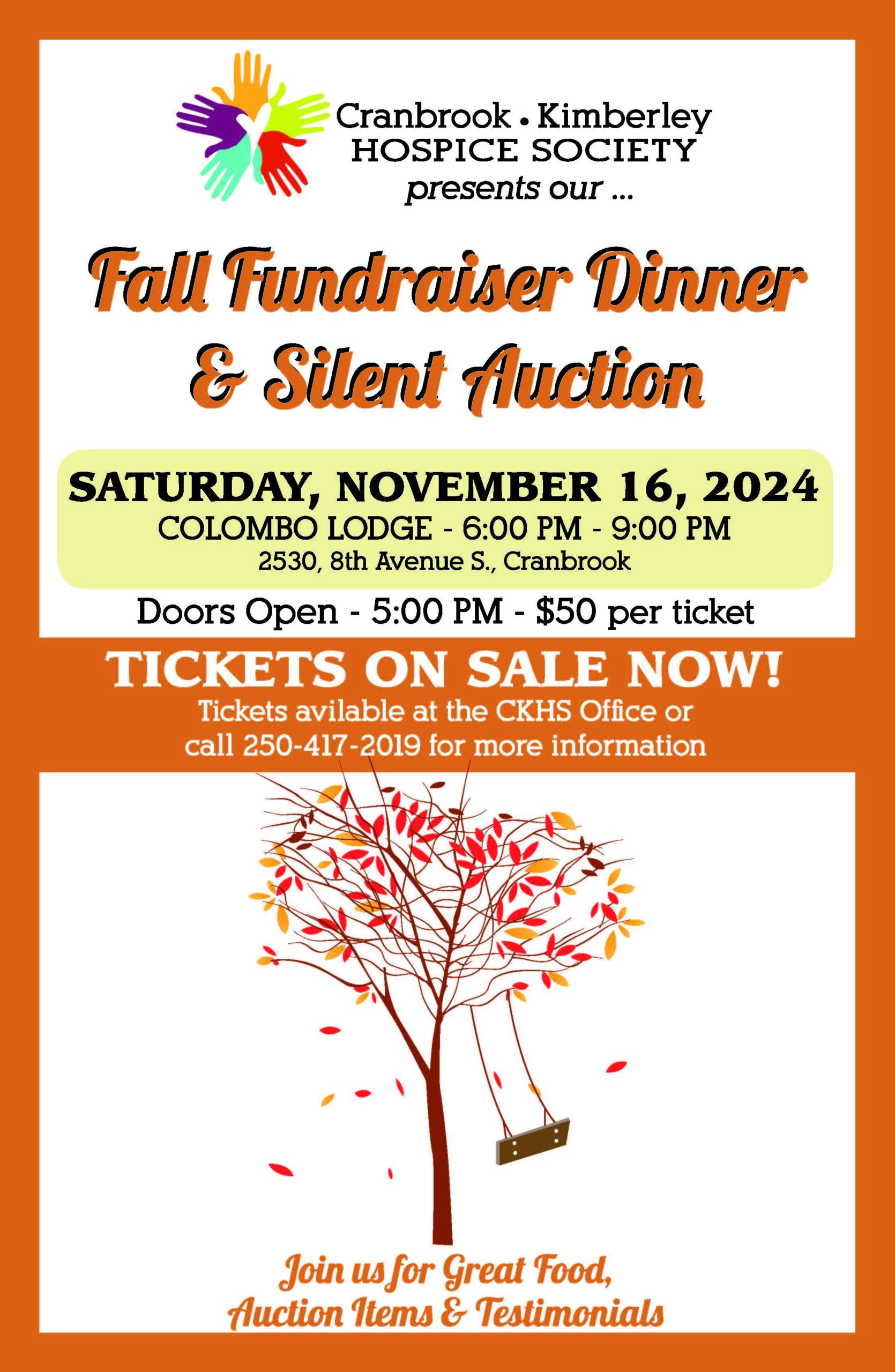 FALL FUNDRAISER TICKETS ON SALE NOW
