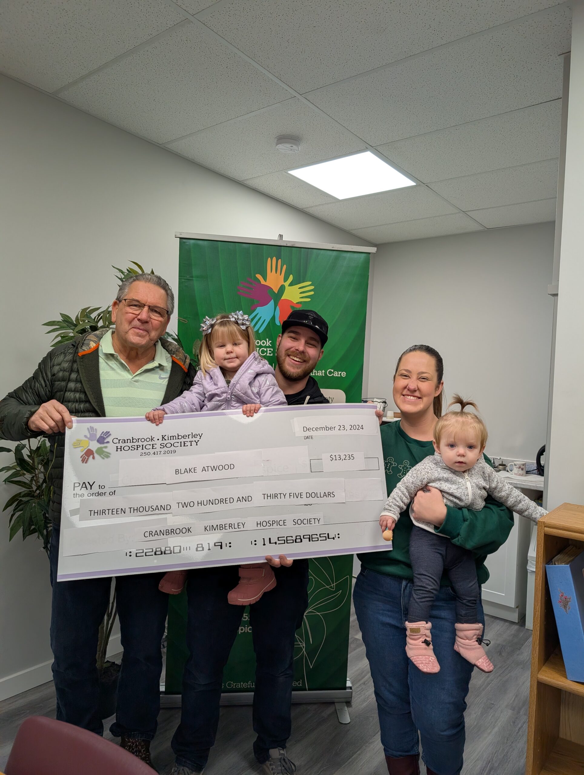 And the Winner is…..Blake Atwood. Congratulations to Blake and family on being the winner of our 50/50 Fundraiser. Proceeds of $13,235 will be going to our future Hospice House.  Thank you Cranbrook for your continued support!